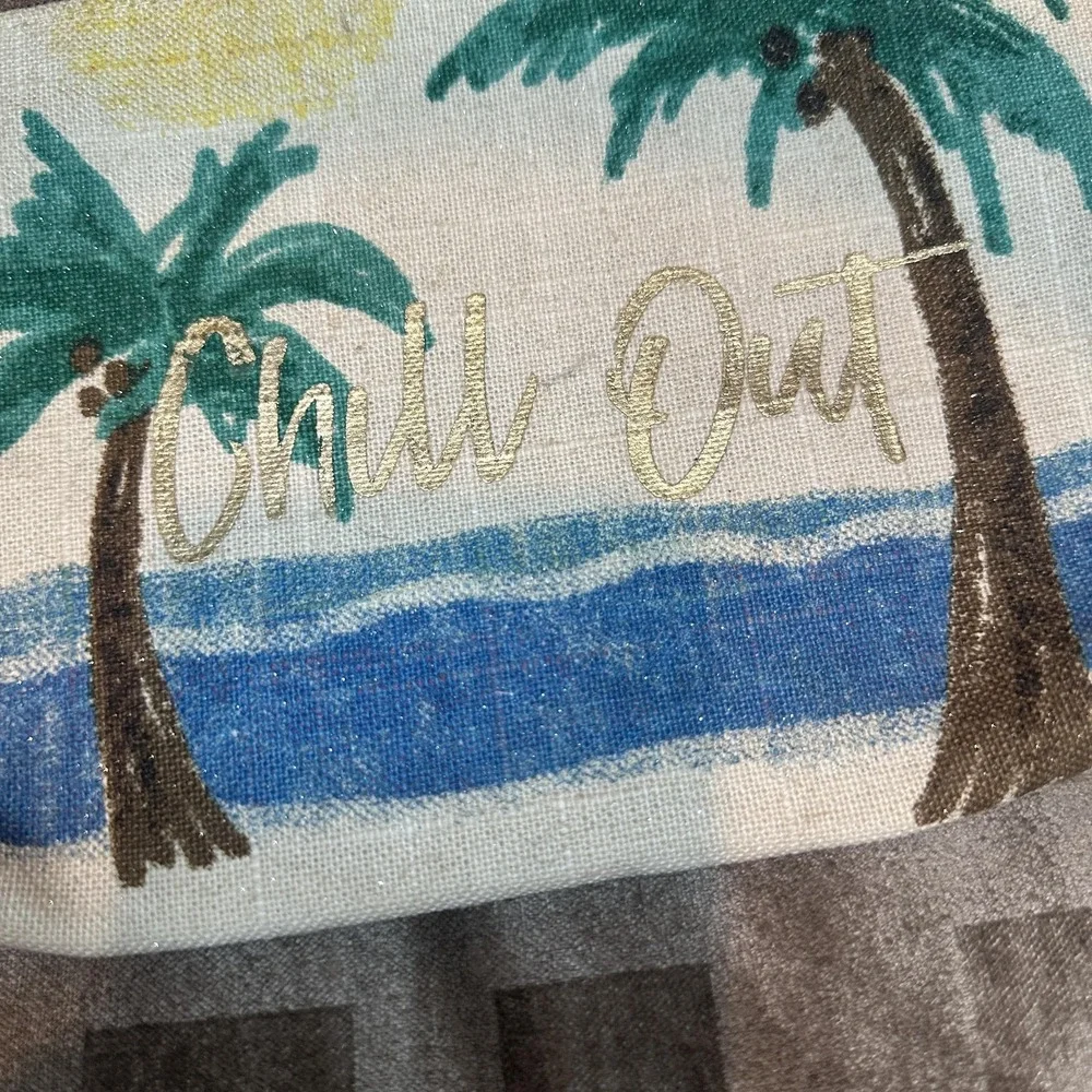 Retired‎ Bath & Body Works Chill Out Palm Trees Canvas Makeup Cosmetic Bag Pouch